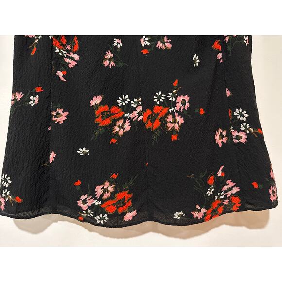 Rebecca Taylor Marguerite Black Floral Silk Top Size US XS 2 (EU 6) EUC Ruffles - Picture 6 of 11